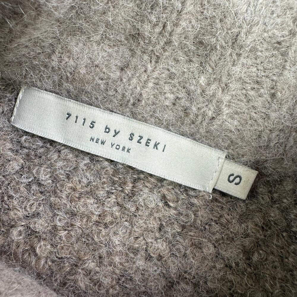 7115 by Szeki Sweater Womens Small Taupe Mock Neck Knit Alpaca Wool Blend Luxury - Picture 3 of 7